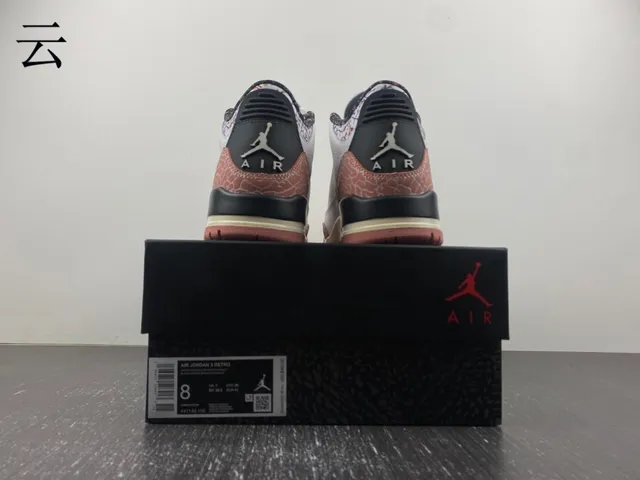 Zapatillas de baloncesto Air Jordan 3 blanco melocotón con estampado de elefante 17