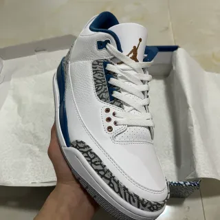 Air Jordan 3 सफ़ेद रॉयल ब्लू एलिफ़ेंट प्रिंट बास्केटबॉल जूते