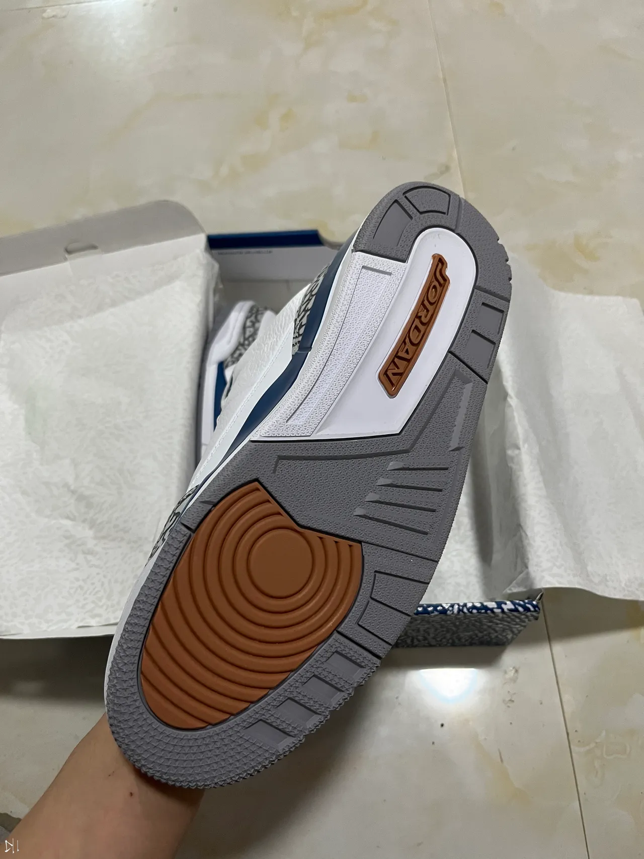 Zapatillas de baloncesto Air Jordan 3 blanco azul real con estampado de elefante 3