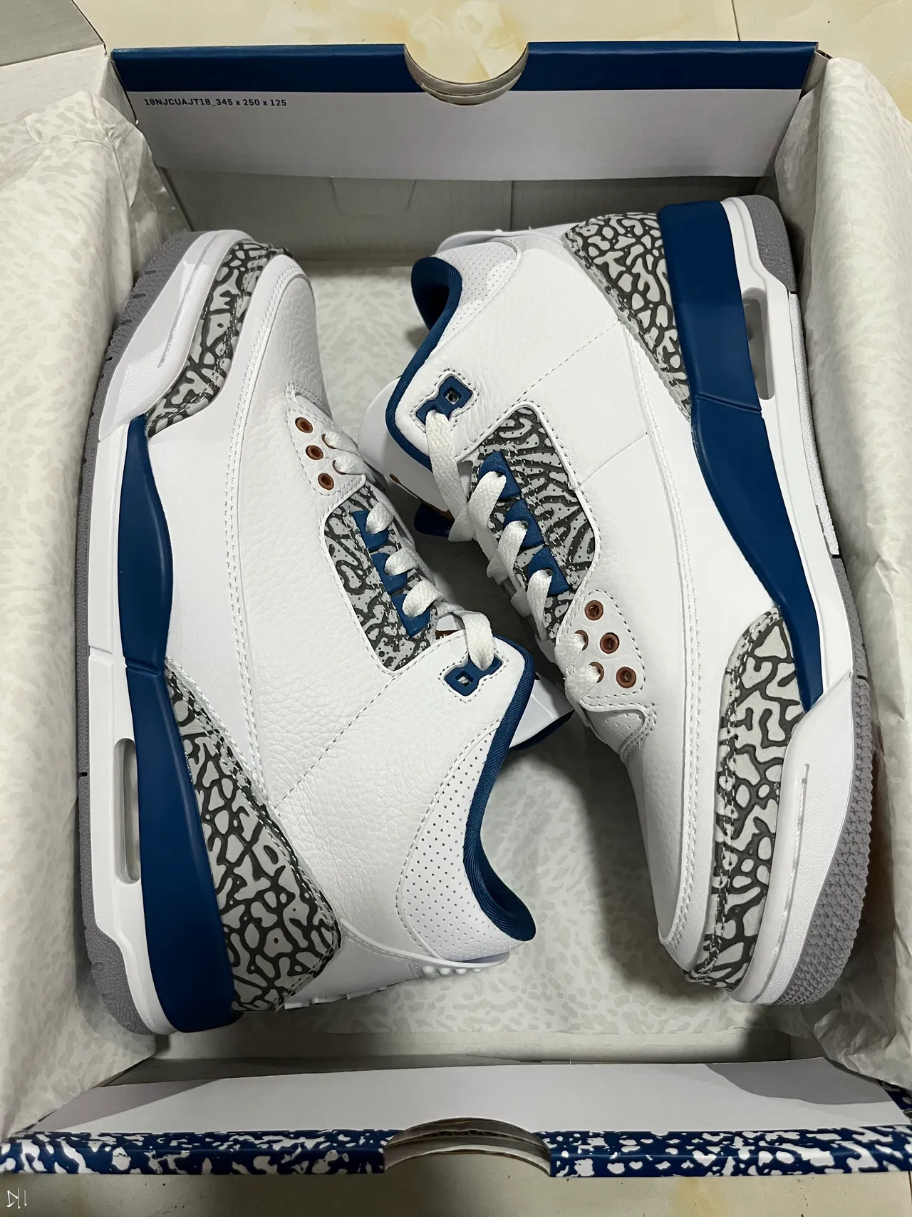 Zapatillas de baloncesto Air Jordan 3 blanco azul real con estampado de elefante 7