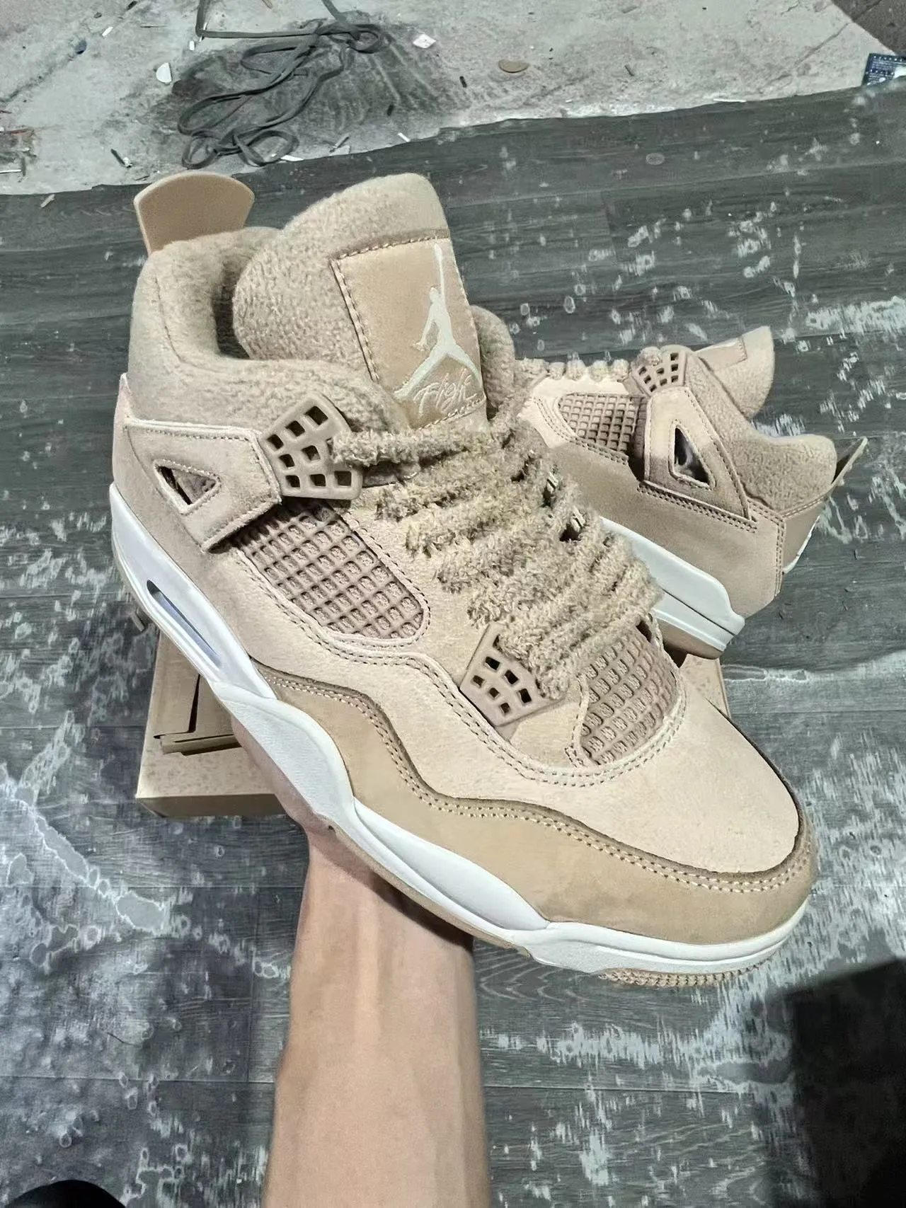 Air Jordan 4 Beige Suede High-Top Basketball Shoes 2