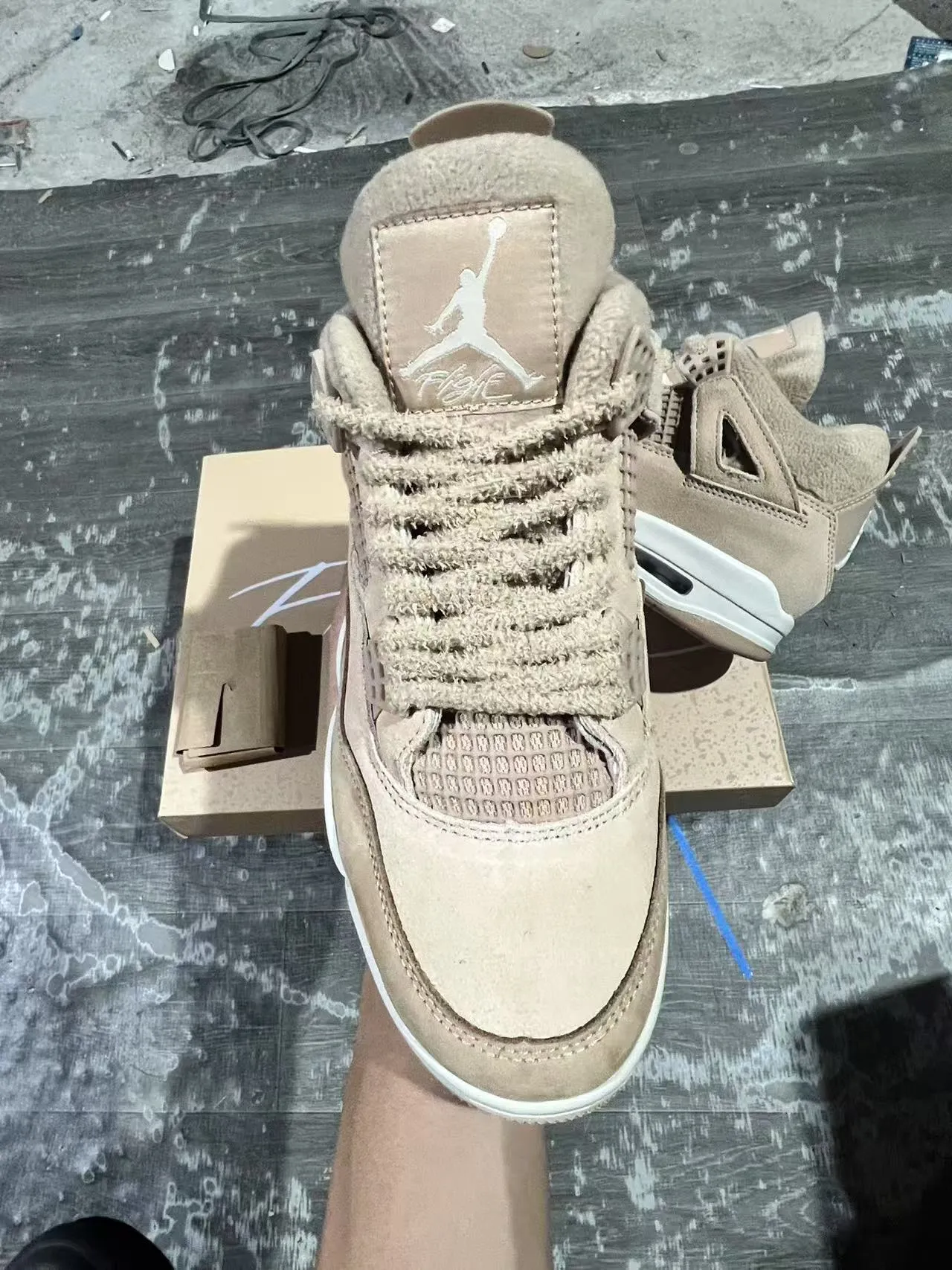 Air Jordan 4 Beige Suede High-Top Basketball Shoes 3