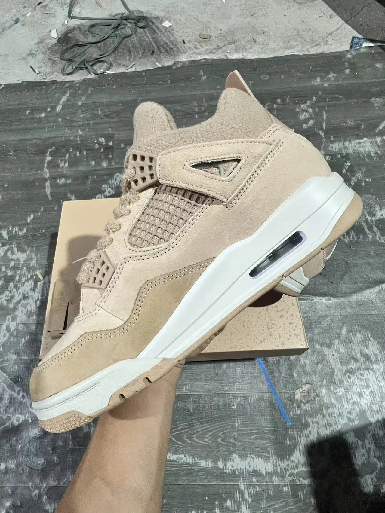 Air Jordan 4 Beige Suede High-Top Basketball Shoes 5