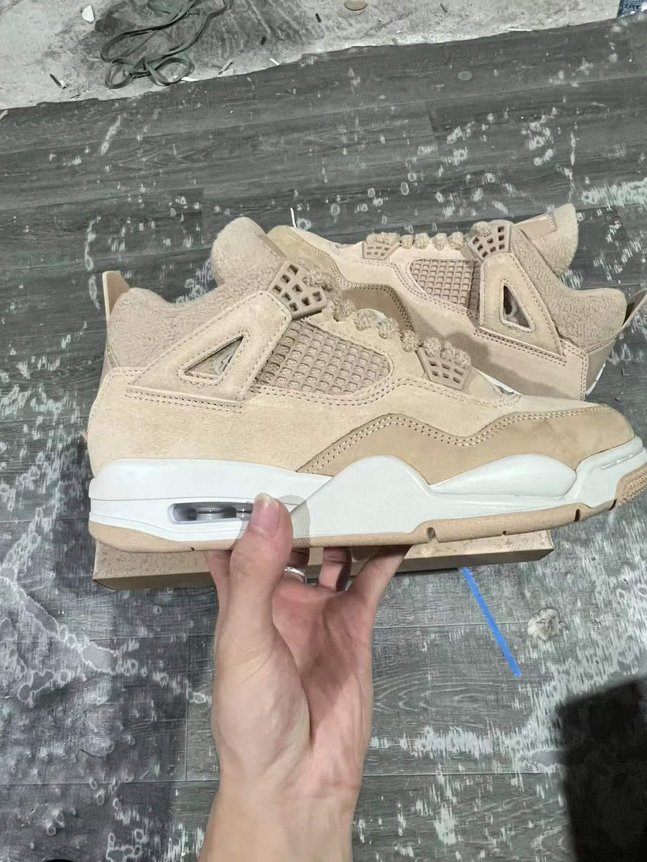 Air Jordan 4 Beige Suede High-Top Basketball Shoes 7