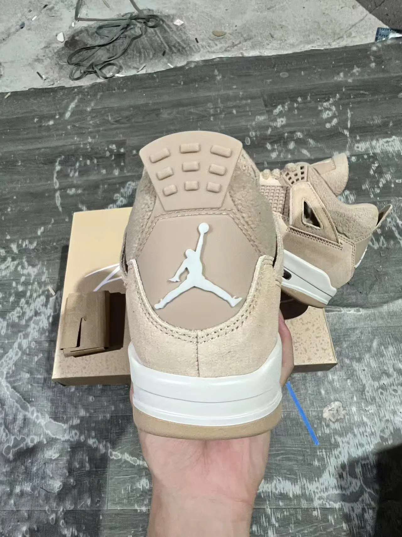 Air Jordan 4 Beige Suede High-Top Basketball Shoes 8