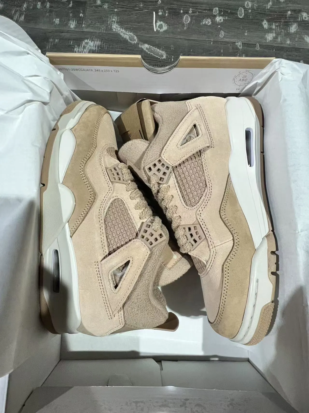 Air Jordan 4 Beige Suede High-Top Basketball Shoes 9