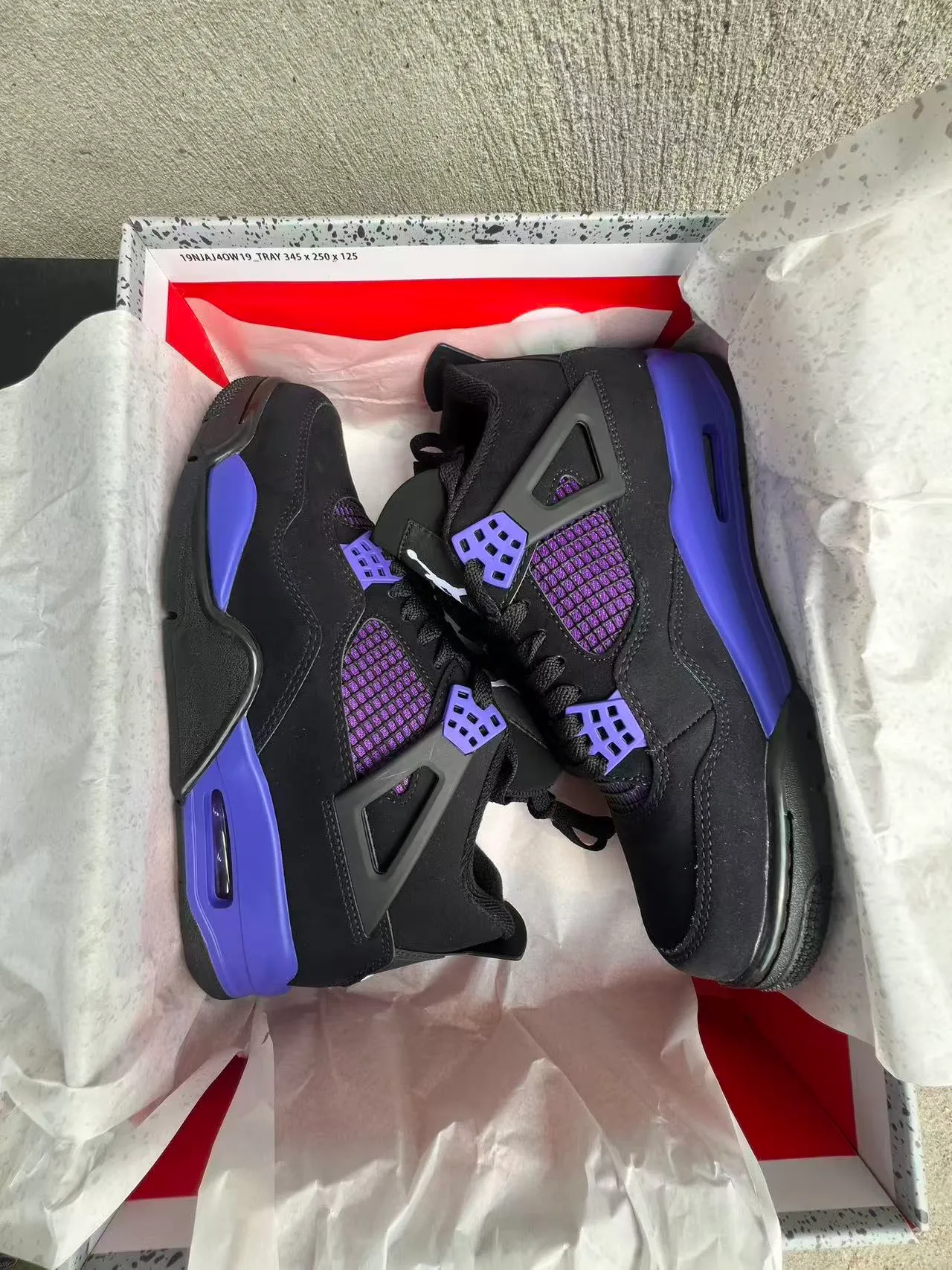 Air Jordan 4 কালো বেগুনি বাস্কেটবল জুতো 9