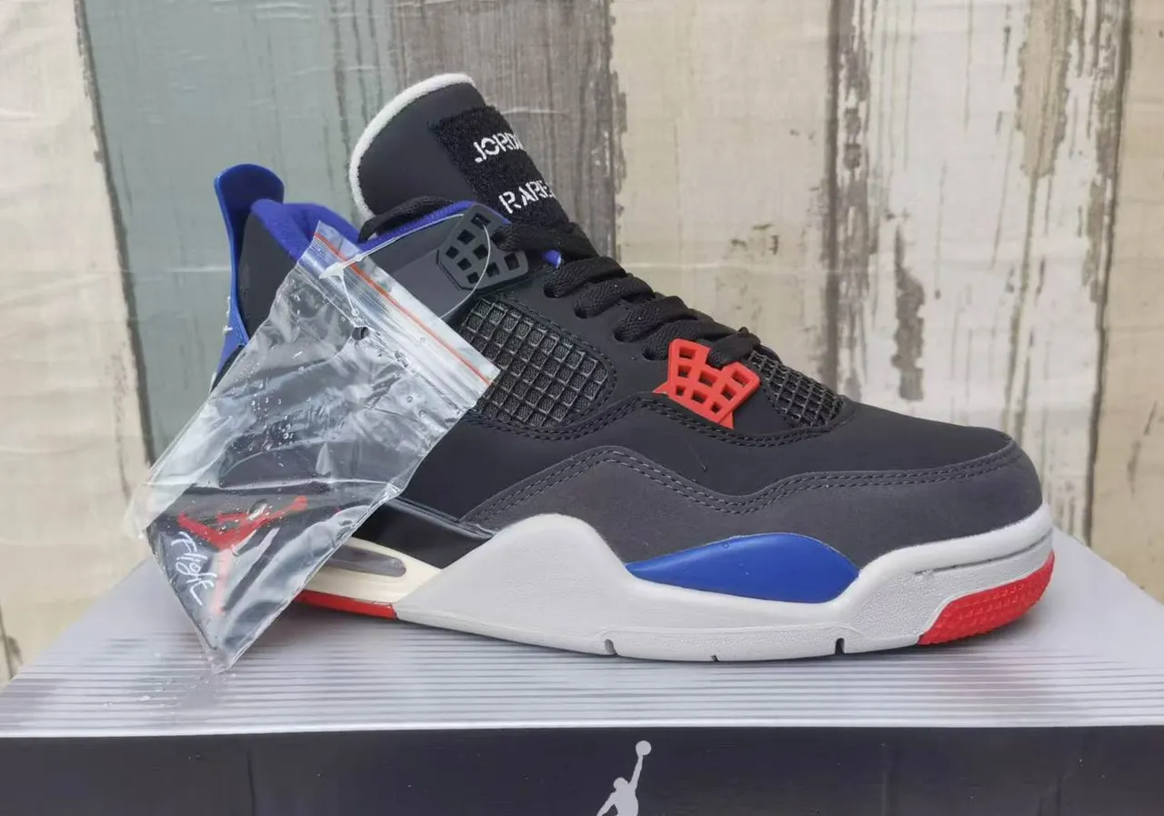 Air Jordan 4 কালো রয়্যাল ব্লু ফায়ার রেড বাস্কেটবল জুতো 3