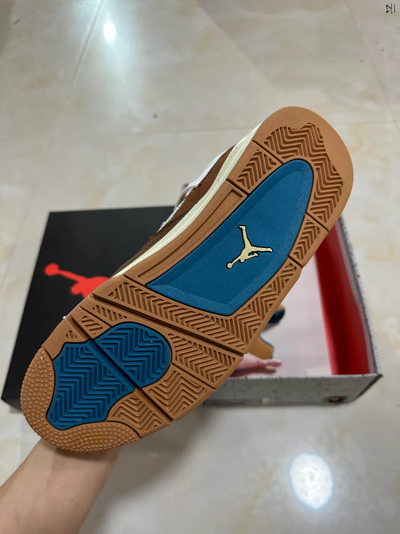 Air Jordan 4 Brown Beige Blue Speckled Basketball Shoes 6
