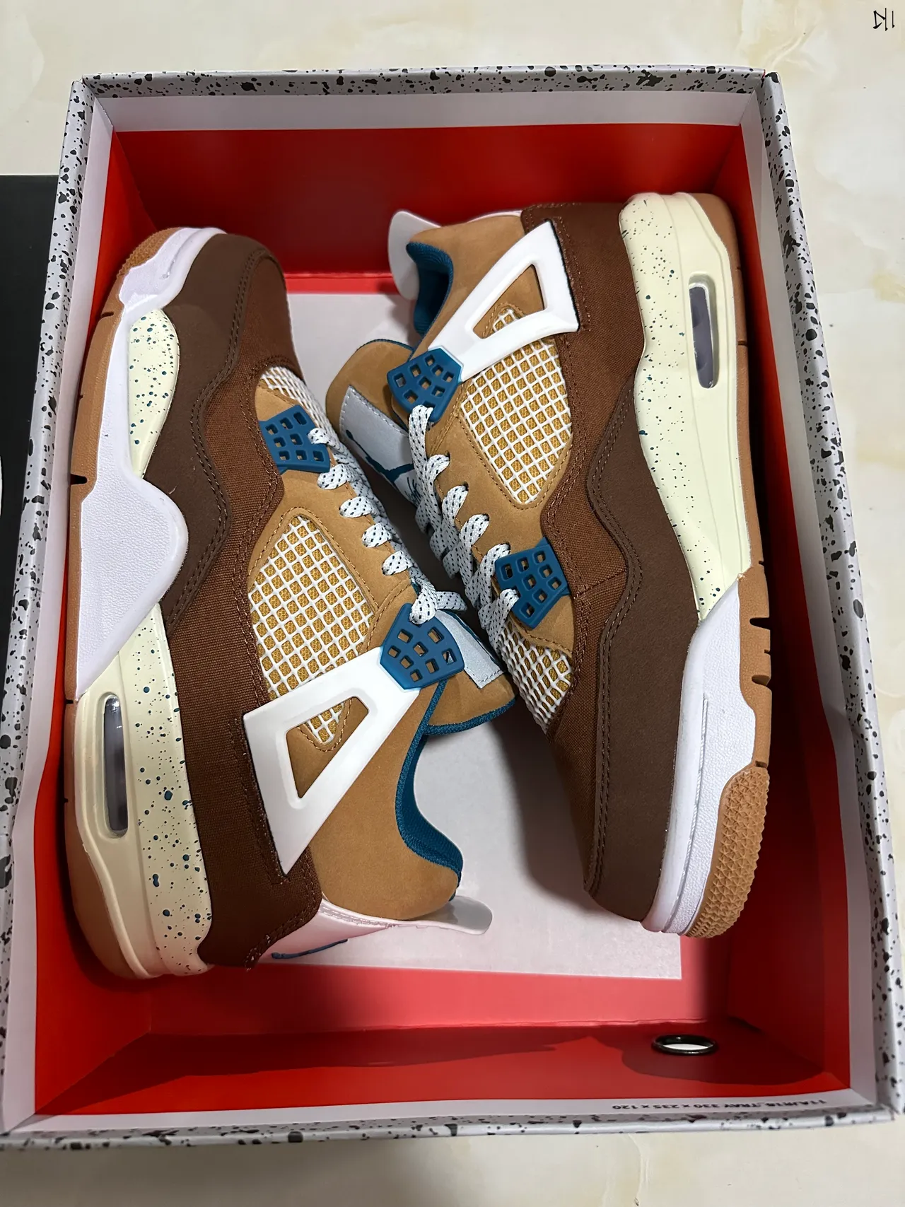 Air Jordan 4 Brown Beige Blue Speckled Basketball Shoes 8