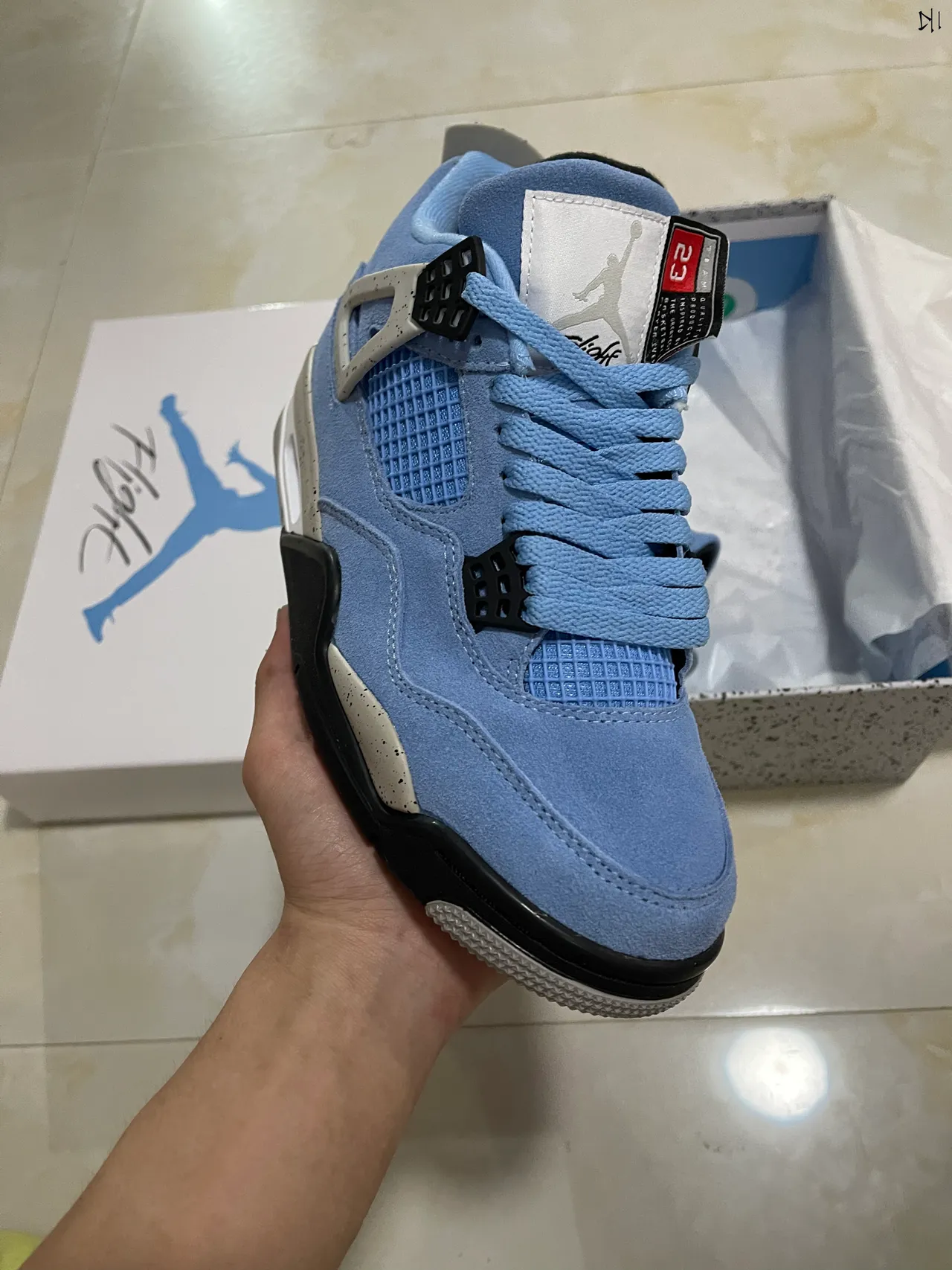 Air Jordan 4 হালকা নীল সোয়েড বাস্কেটবল জুতো 2