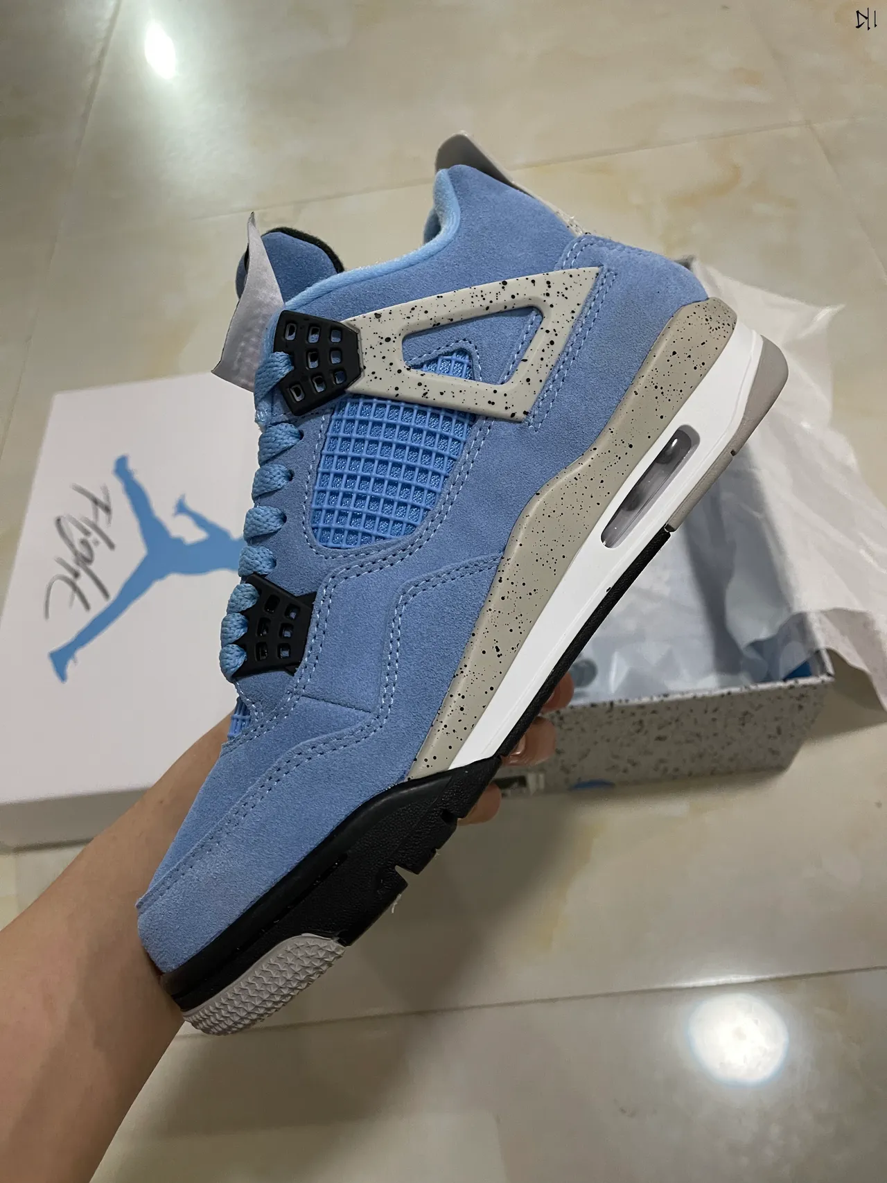 Air Jordan 4 হালকা নীল সোয়েড বাস্কেটবল জুতো 5
