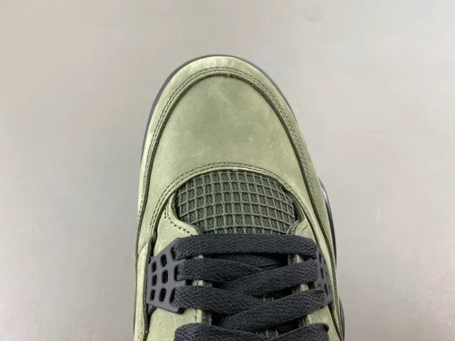 Air Jordan 4 Tênis de Basquete Camurça Verde Oliva Preto Jaula de Plástico 4
