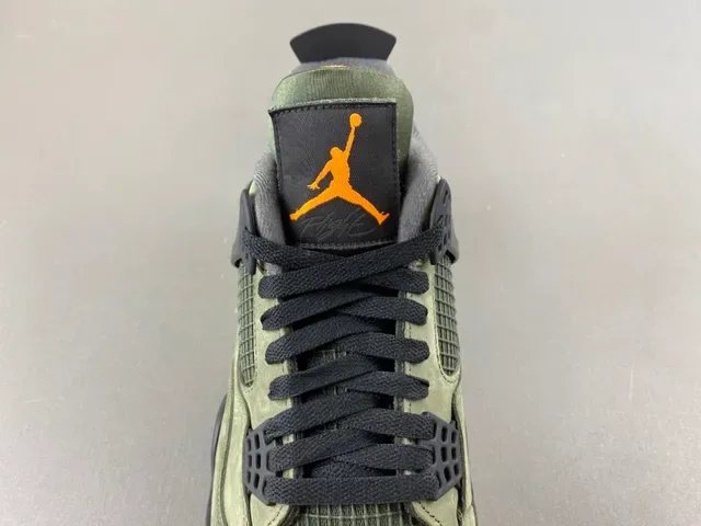 Air Jordan 4 Tênis de Basquete Camurça Verde Oliva Preto Jaula de Plástico 6