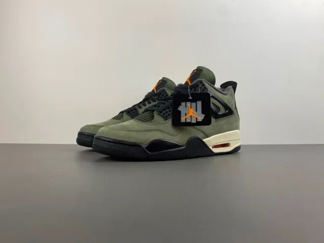 Air Jordan 4 Tênis de Basquete Camurça Verde Oliva Preto Jaula de Plástico 10
