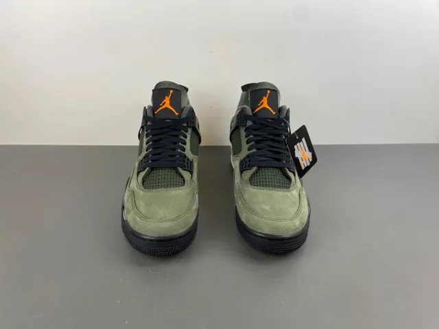 Air Jordan 4 Tênis de Basquete Camurça Verde Oliva Preto Jaula de Plástico 11