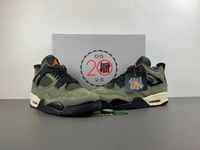 Air Jordan 4 Tênis de Basquete Camurça Verde Oliva Preto Jaula de Plástico 13
