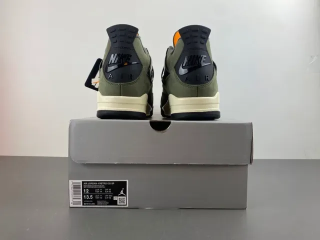 Air Jordan 4 Tênis de Basquete Camurça Verde Oliva Preto Jaula de Plástico 17