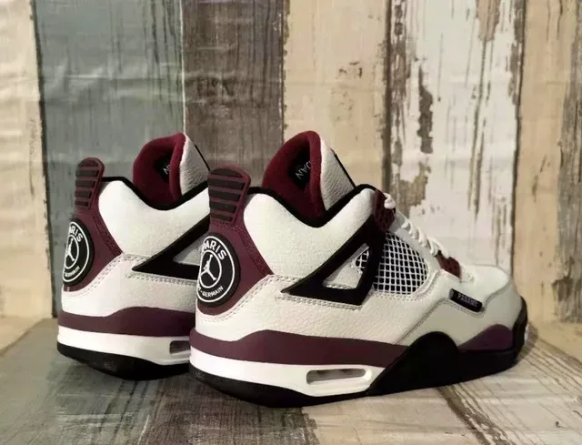 Air Jordan 4 Paname White Burgundy Gray أحذية كرة السلة 3