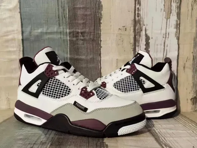 Air Jordan 4 Paname White Burgundy Gray أحذية كرة السلة 5