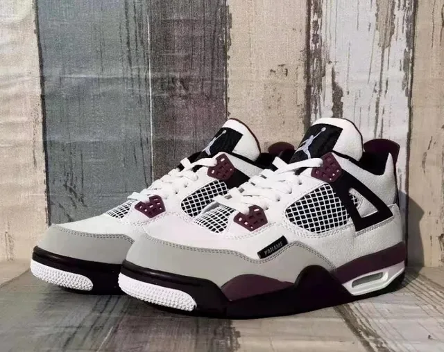 Air Jordan 4 Paname White Burgundy Gray أحذية كرة السلة 6