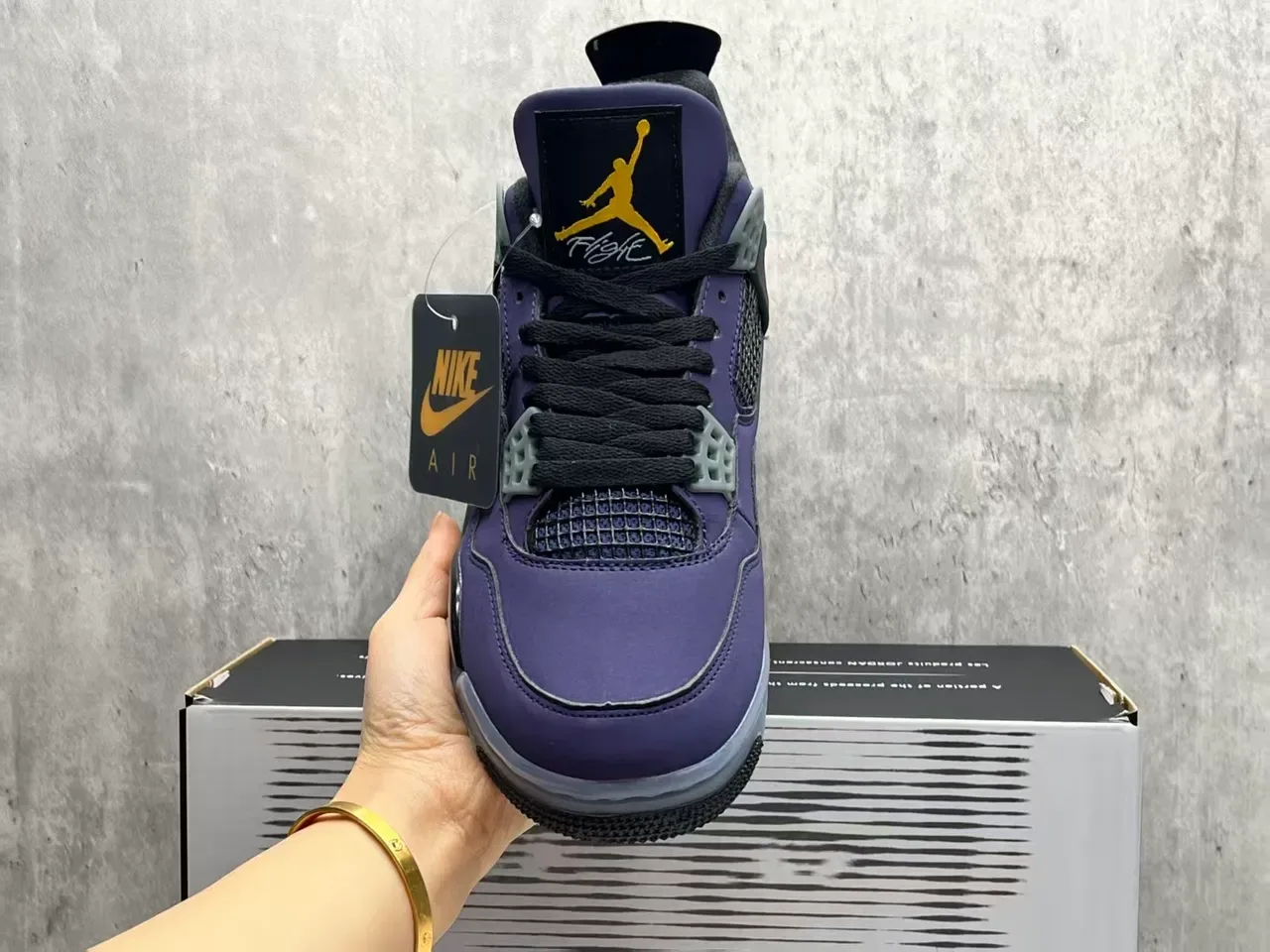 Air Jordan 4 Morado Negro Amarillo Zapatillas de Baloncesto 4