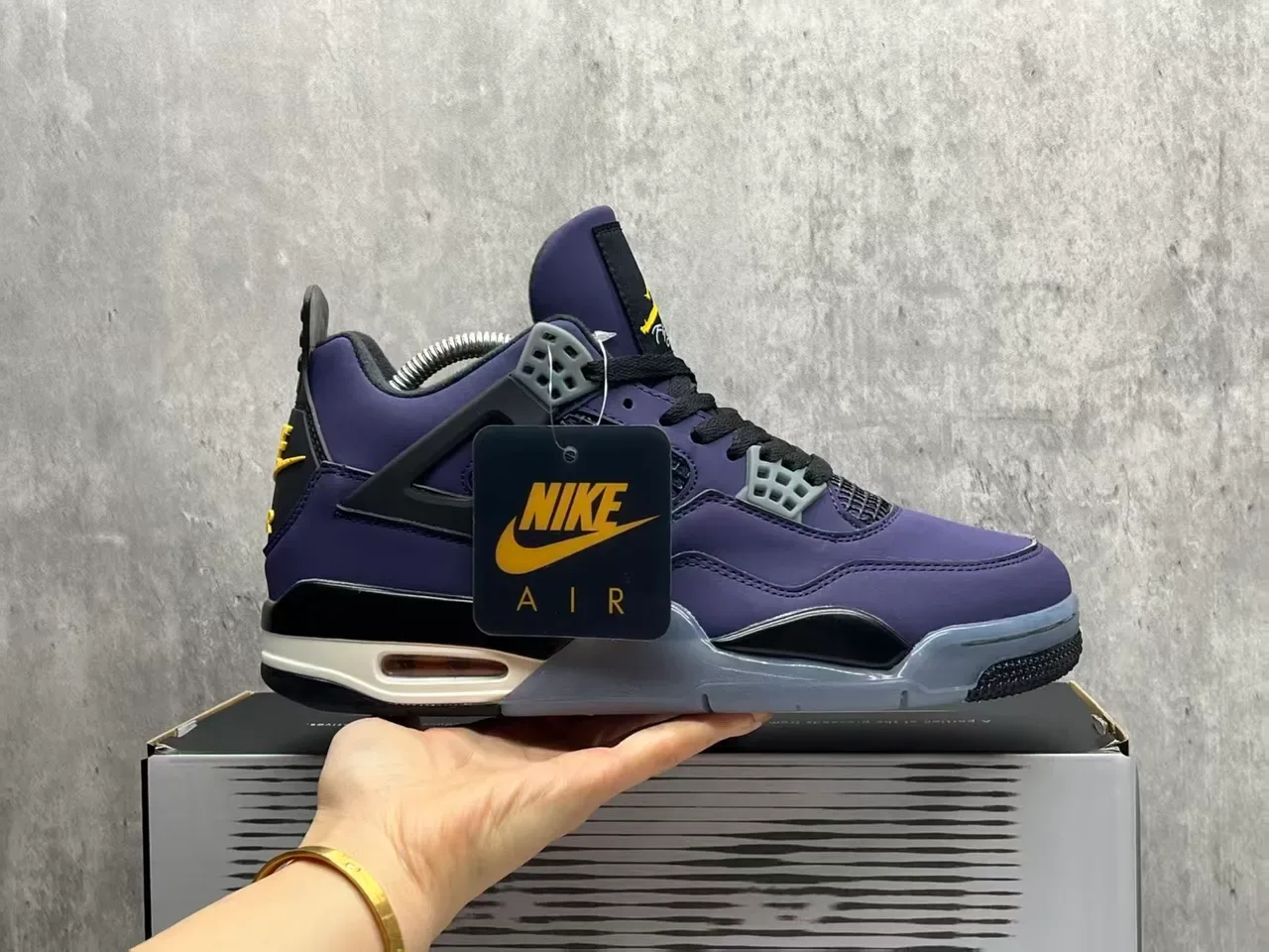 Air Jordan 4 Morado Negro Amarillo Zapatillas de Baloncesto 6