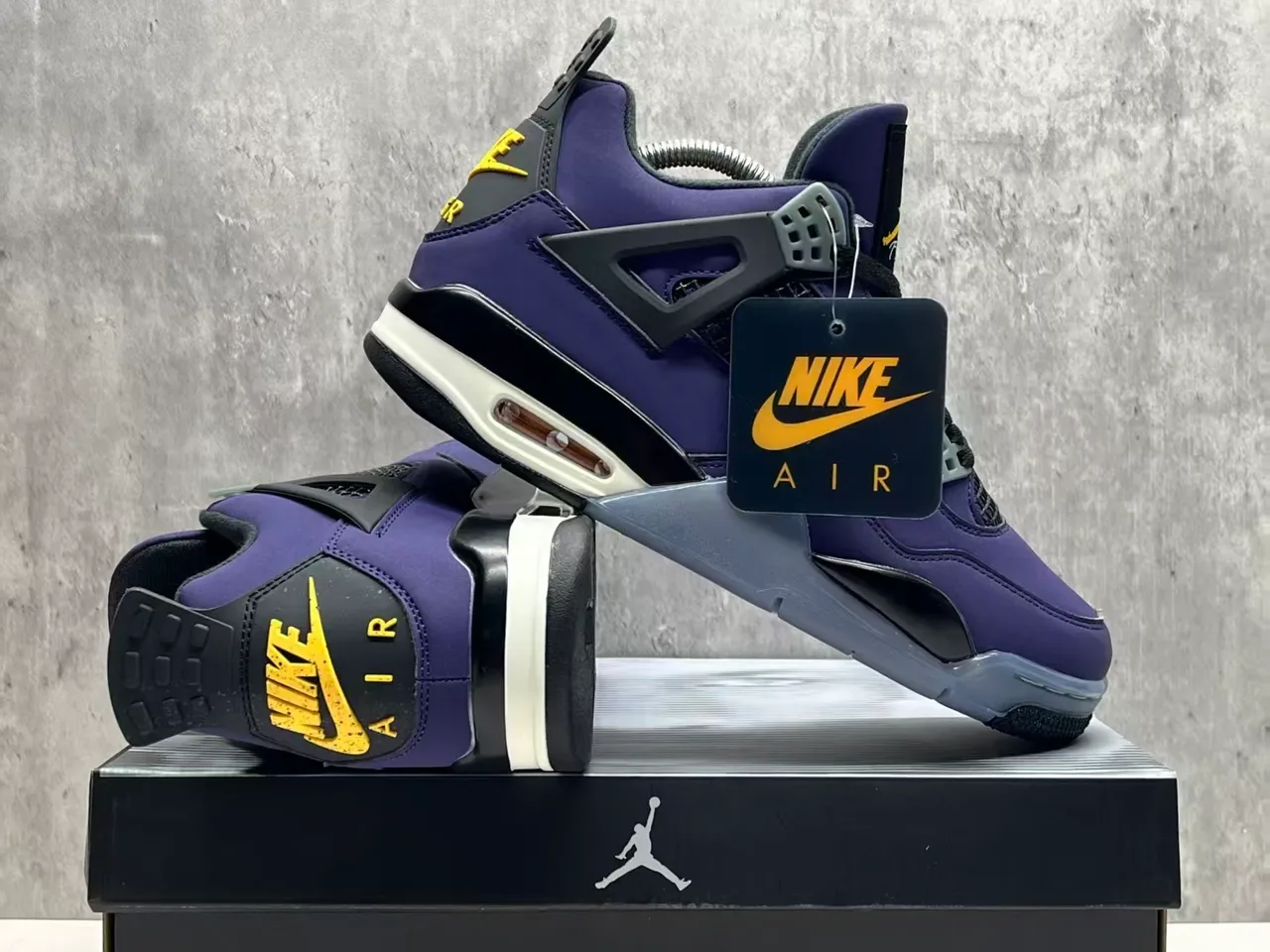 Air Jordan 4 Morado Negro Amarillo Zapatillas de Baloncesto 8