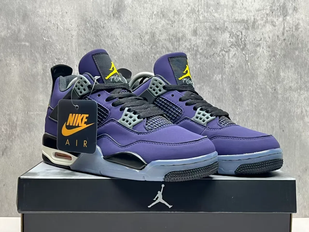Air Jordan 4 Morado Negro Amarillo Zapatillas de Baloncesto 9