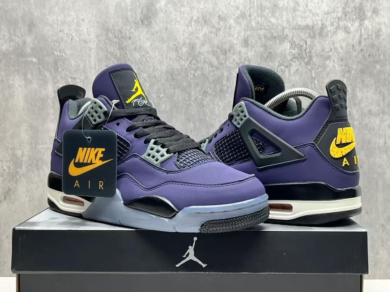 Air Jordan 4 Morado Negro Amarillo Zapatillas de Baloncesto 11