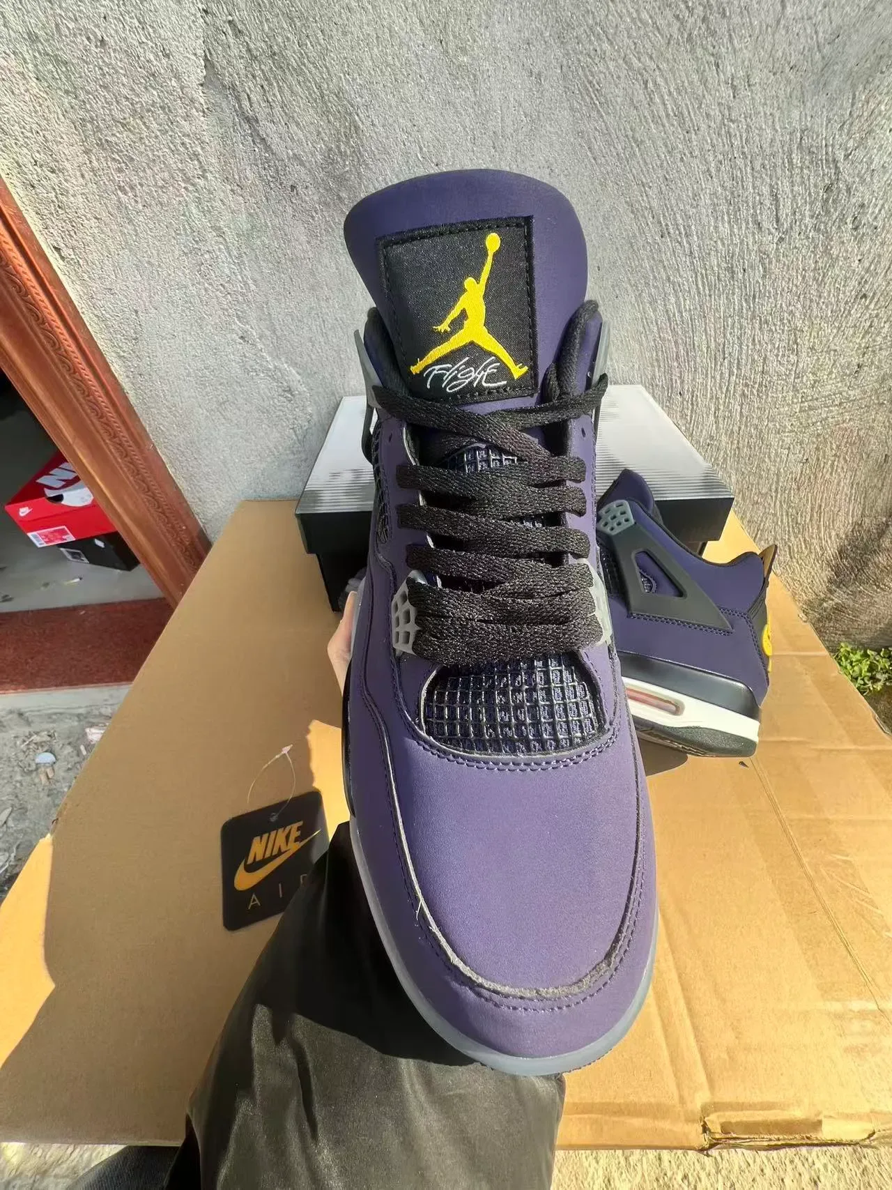Air Jordan 4 Morado Negro Amarillo Zapatillas de Baloncesto 14
