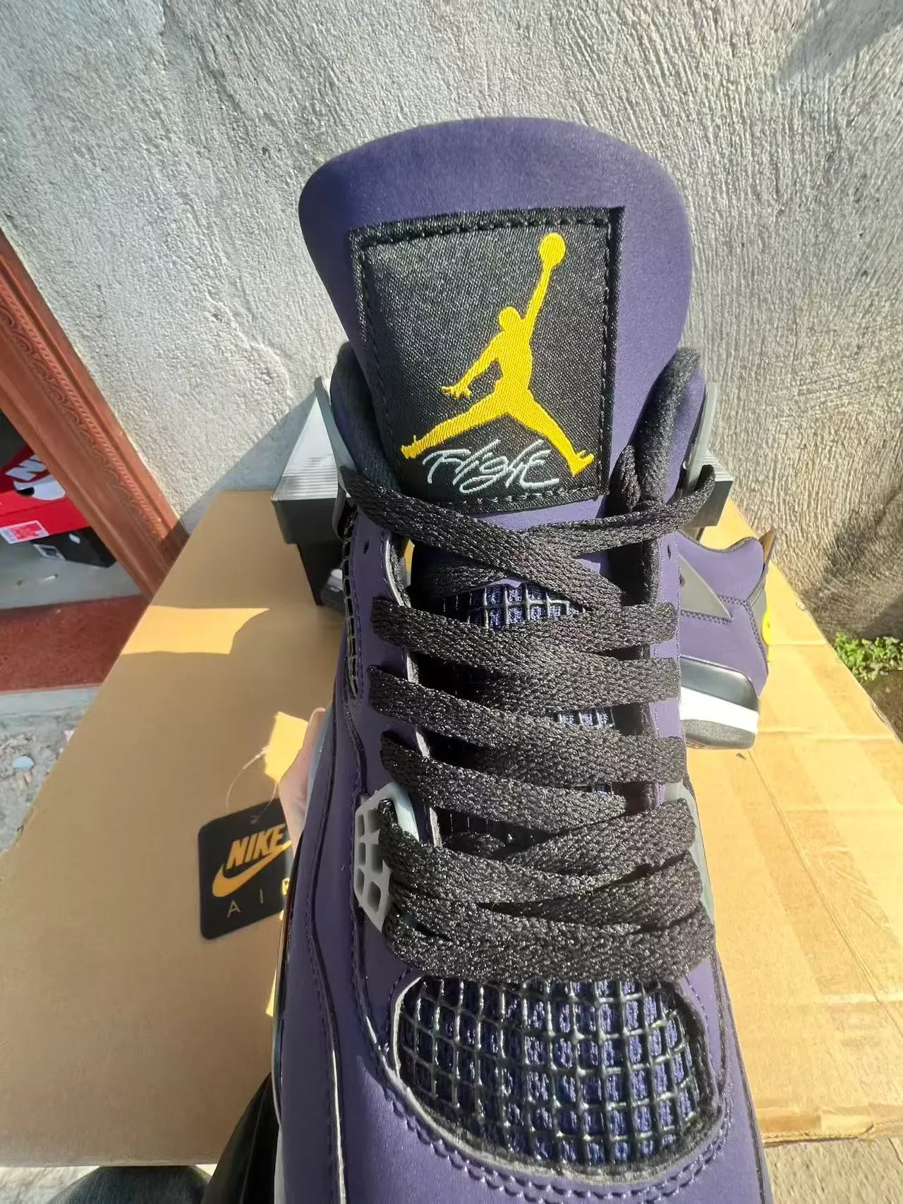 Air Jordan 4 Morado Negro Amarillo Zapatillas de Baloncesto 15