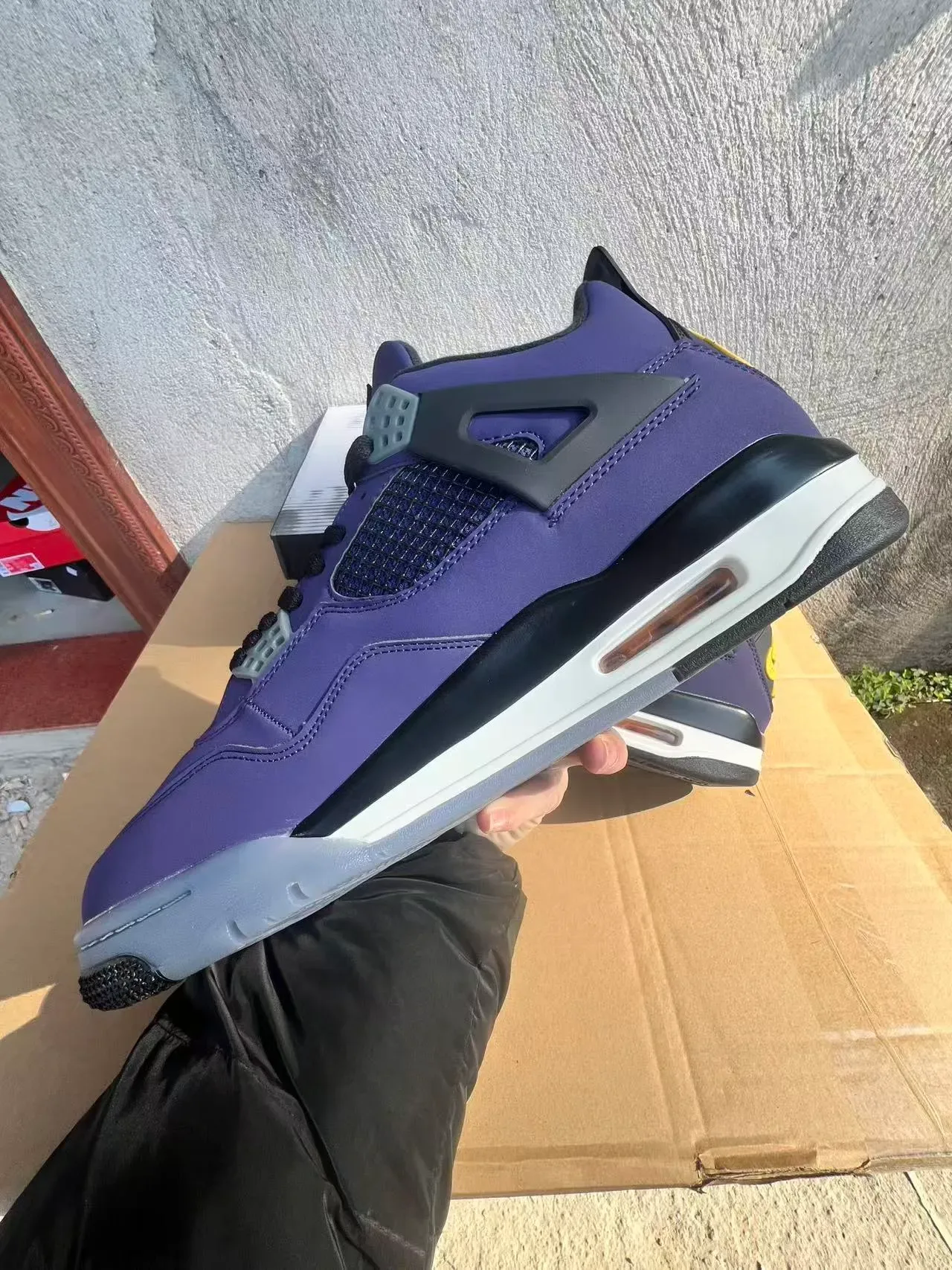 Air Jordan 4 Morado Negro Amarillo Zapatillas de Baloncesto 16