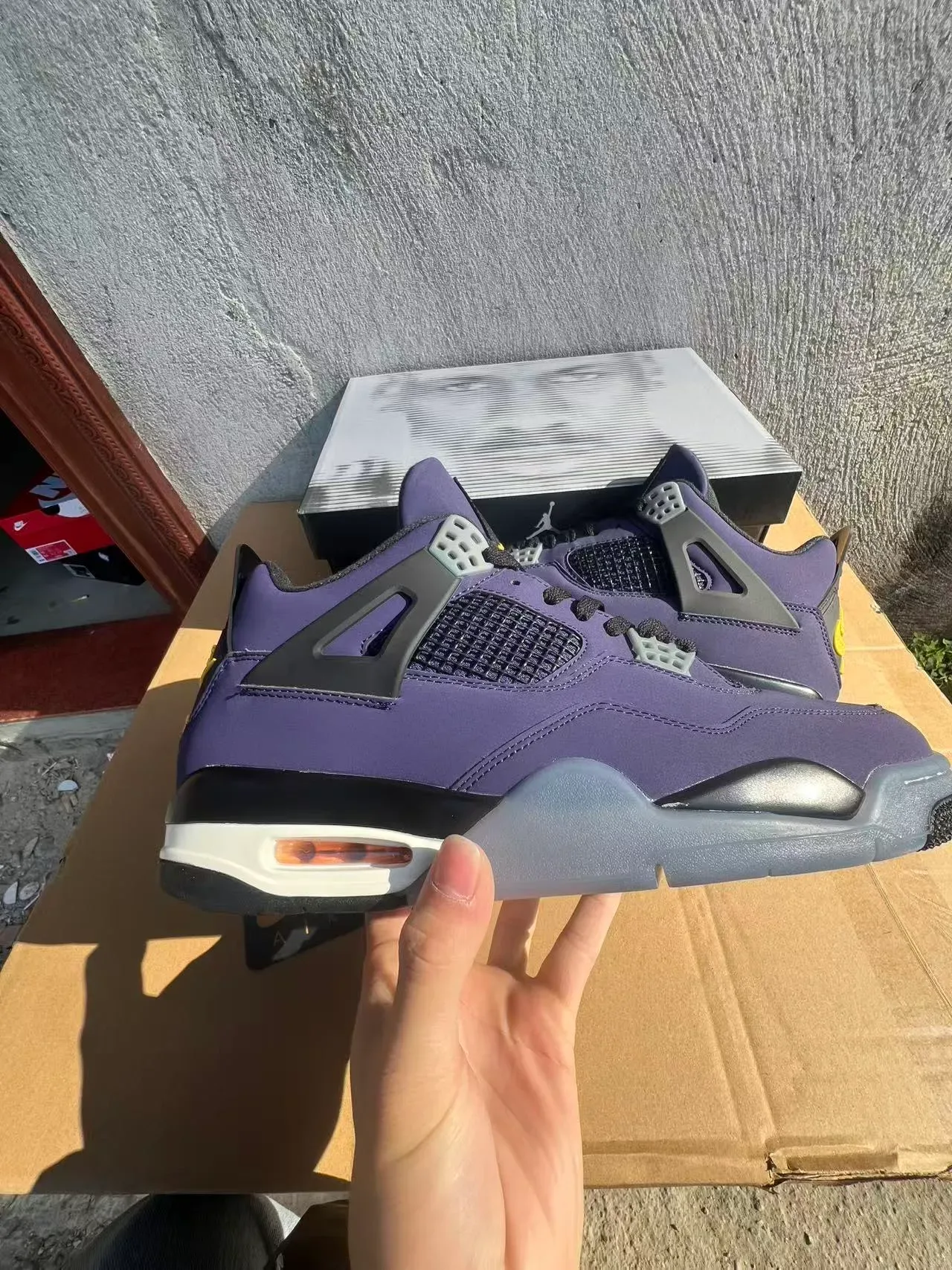 Air Jordan 4 Morado Negro Amarillo Zapatillas de Baloncesto 18