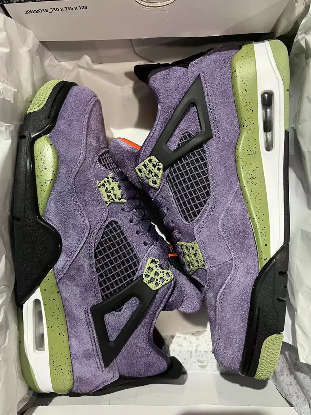 Air Jordan 4 বেগুনি এবং জলপাই রঙের ছিটছিটে বাস্কেটবল জুতো 6