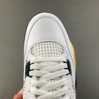 Air Jordan 4 White Black Yellow Basketball Shoes
