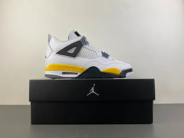 Air Jordan 4 Zapatillas de Baloncesto Blancas Negras Amarillas 3