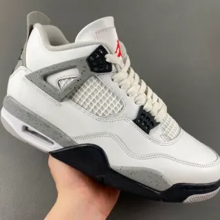 Tênis de basquete Air Jordan 4 branco cimento cinza