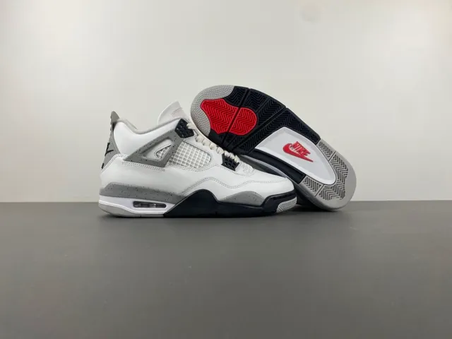 Tênis de basquete Air Jordan 4 branco cimento cinza 12