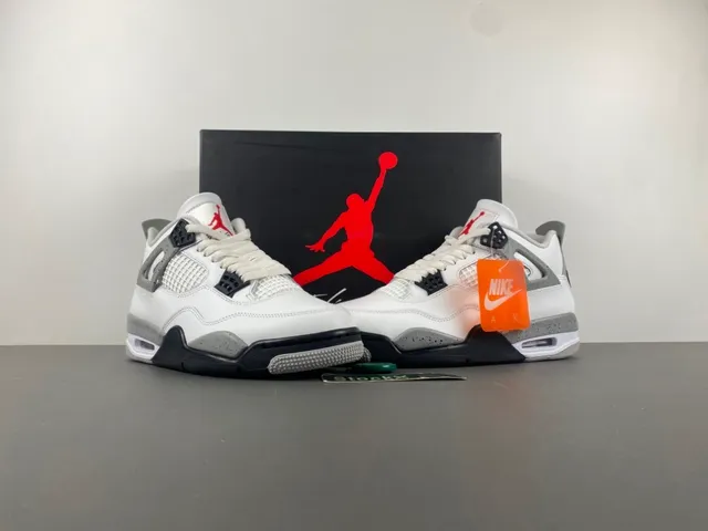 Tênis de basquete Air Jordan 4 branco cimento cinza 13