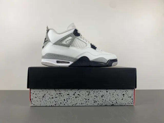 Tênis de basquete Air Jordan 4 branco cimento cinza 15