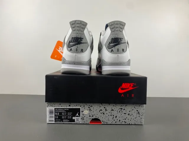 Tênis de basquete Air Jordan 4 branco cimento cinza 17