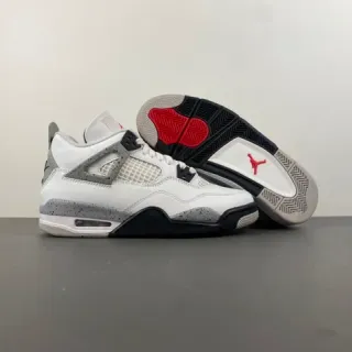 Tênis de basquete Air Jordan 4 branco cinza cimento
