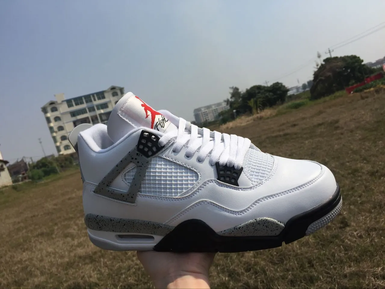 Air Jordan 4 أحذية كرة السلة بيضاء أسمنت أحمر 6