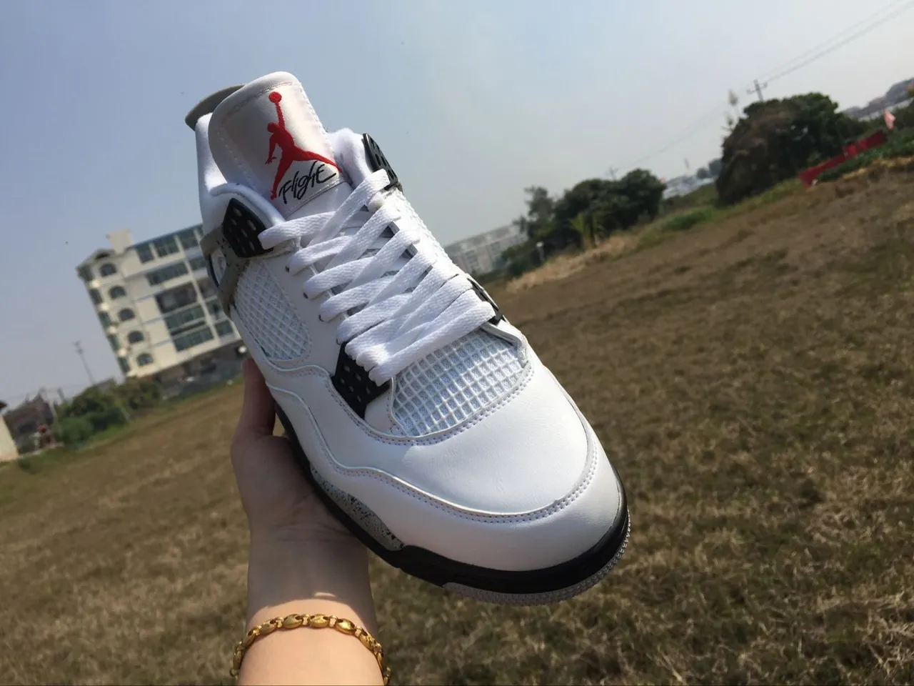 Air Jordan 4 أحذية كرة السلة بيضاء أسمنت أحمر 7