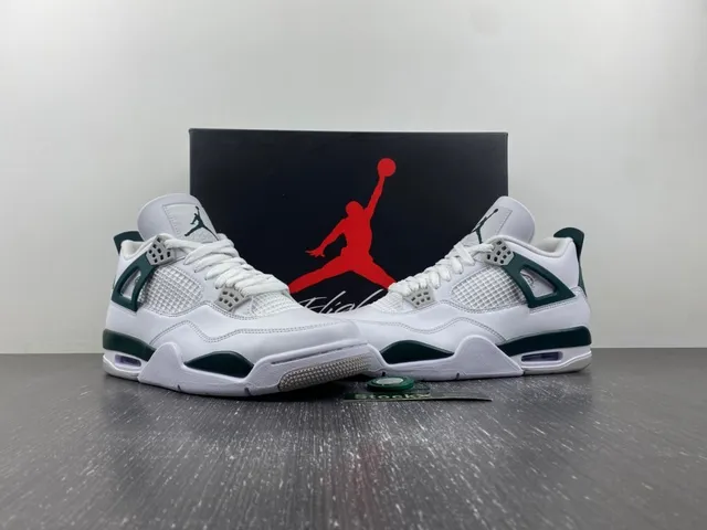 Air Jordan 4 Blanco Oscuro Verde Zapatillas de Baloncesto 13