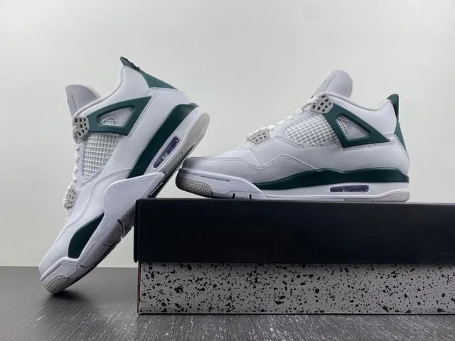Air Jordan 4 Blanco Oscuro Verde Zapatillas de Baloncesto 15