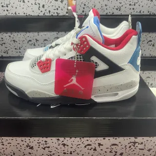 Air Jordan 4 সাদা লাল নীল বাস্কেটবল জুতো