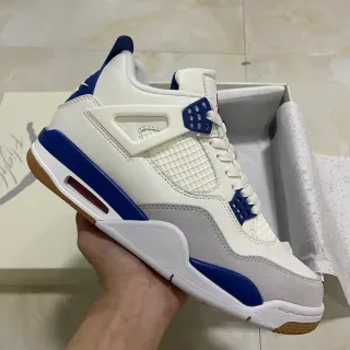 Air Jordan 4 सफ़ेद रॉयल ब्लू ग्रे गम बास्केटबॉल जूते