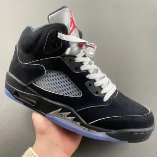 Tênis de basquete Air Jordan 5 preto prata azul